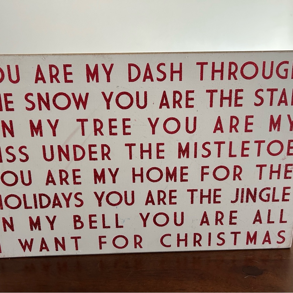 Festive Red and White Holiday Sign